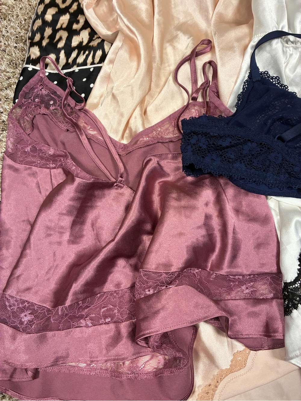 Victoria Secret 7 Piece Bundle Items 2 Satin Slips Camisole Shorts Panties - Picture 9 of 16